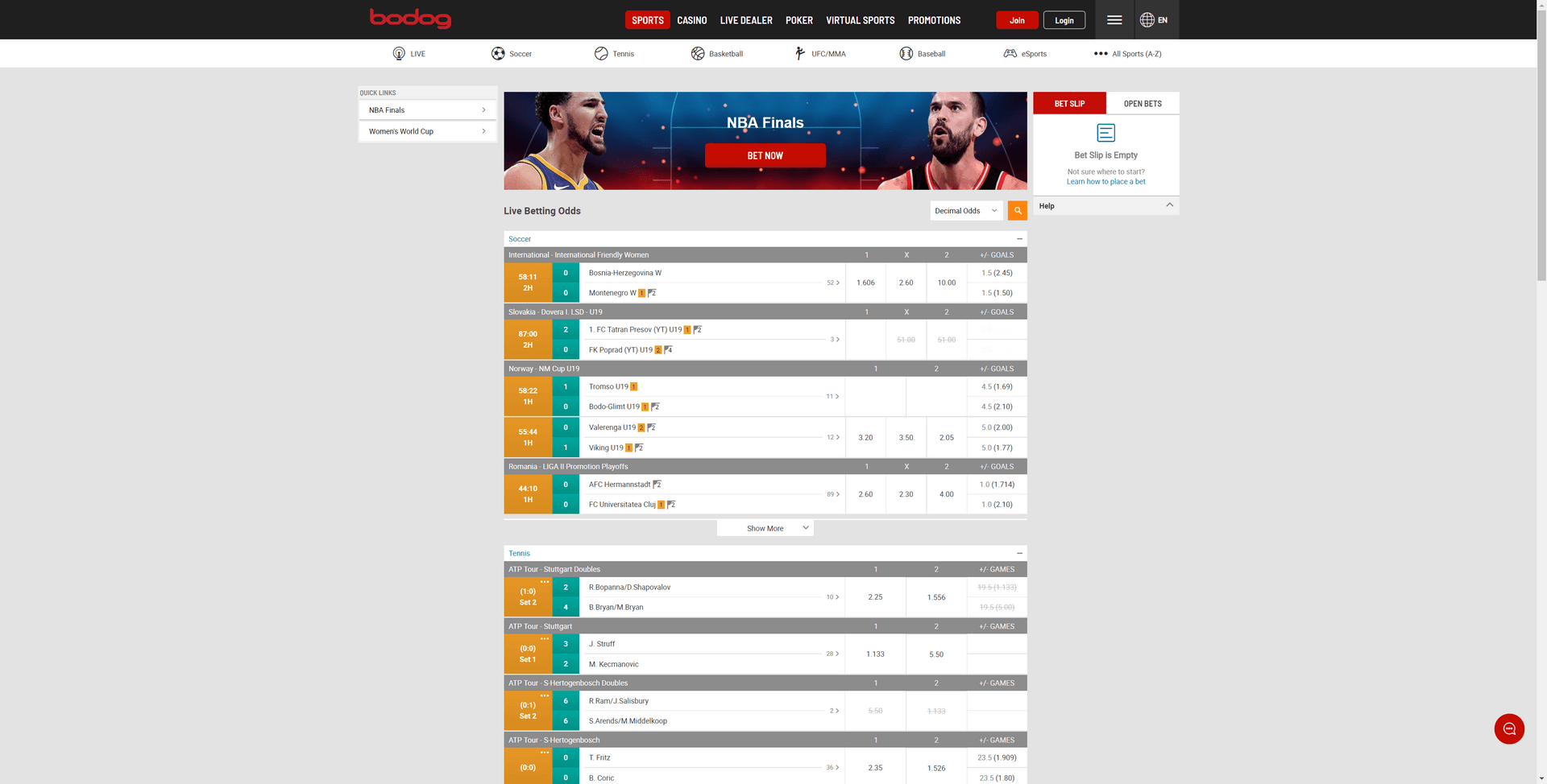 Bodog Screenshot