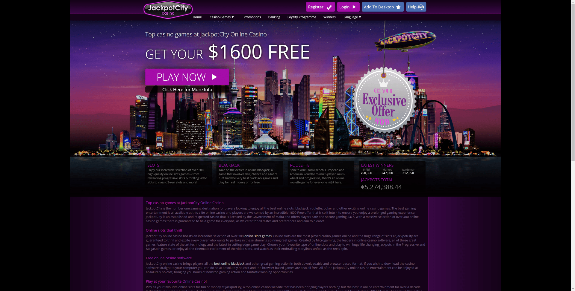 Jackpot City Screenshot